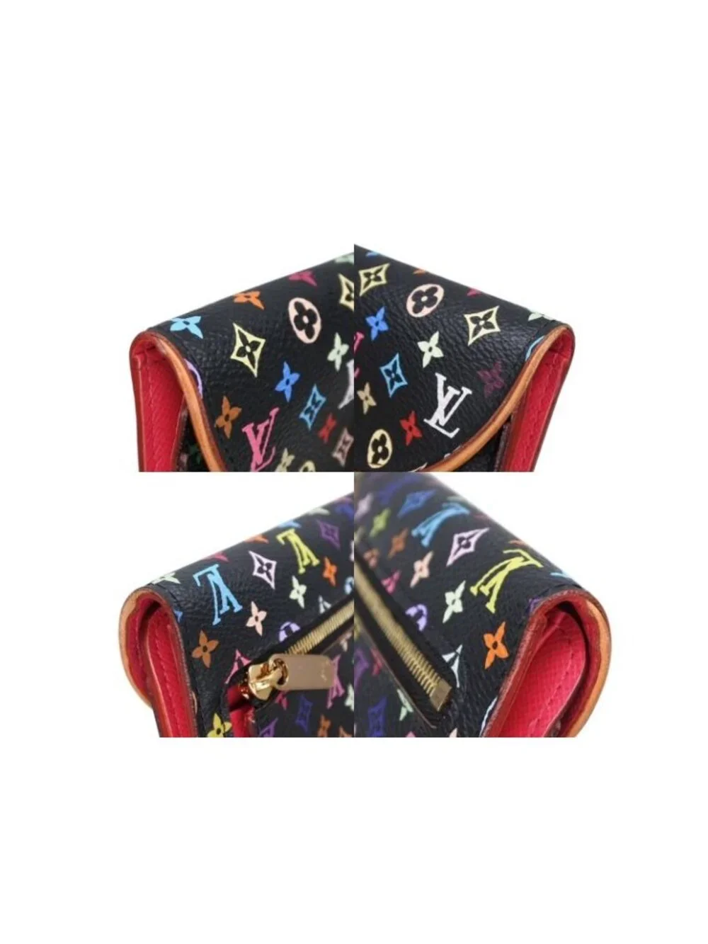 Louis Vuitton Portefeuille Trifold Wallet Grenat Multicolor Leather Gold